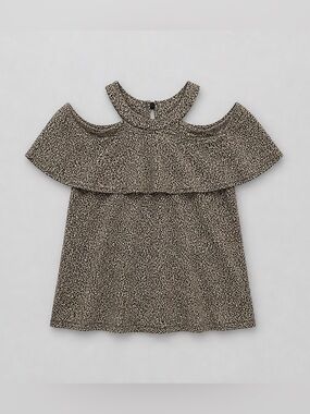 Michael Kors' Cold Shoulder Ruffle Top in Gold  Metallic and Black